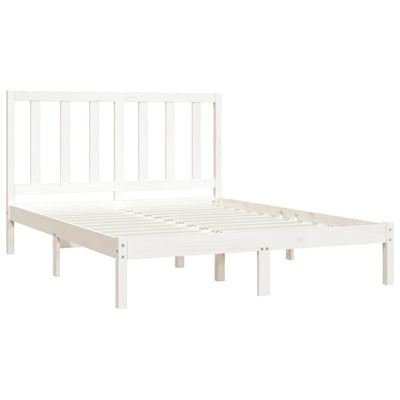 Bed Frame White Solid Wood Pine 135x190 cm 4FT6 Double Payday Deals