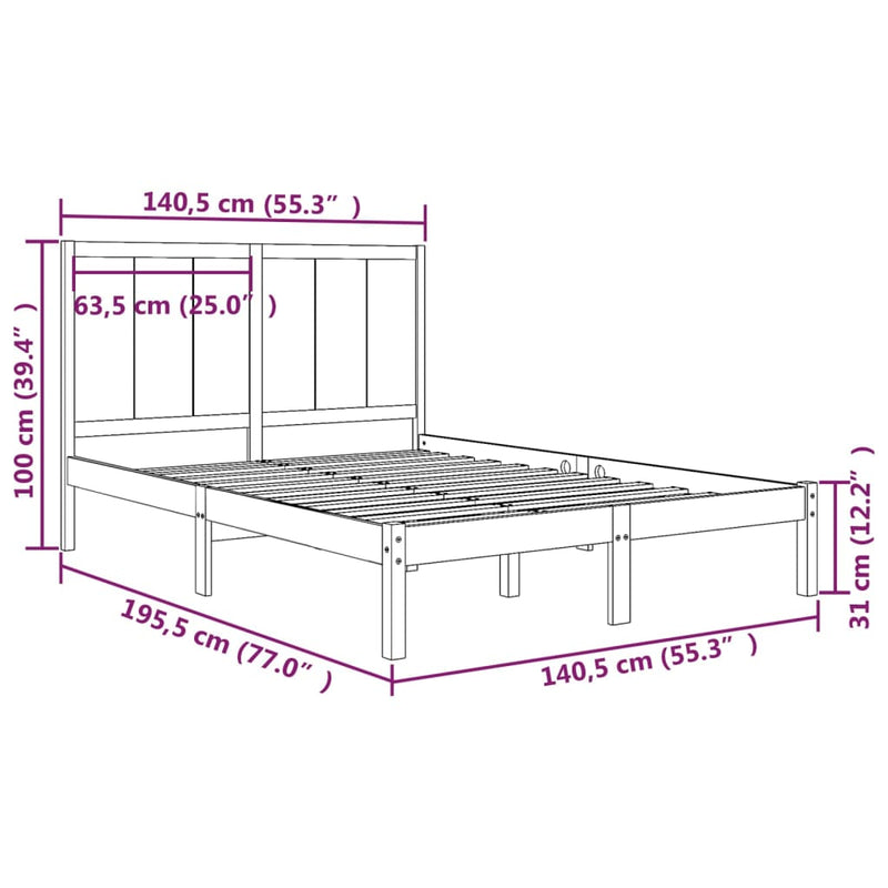 Bed Frame White Solid Wood Pine 135x190 cm 4FT6 Double Payday Deals