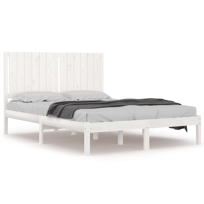 Bed Frame White Solid Wood Pine 137x187 Double Size Payday Deals