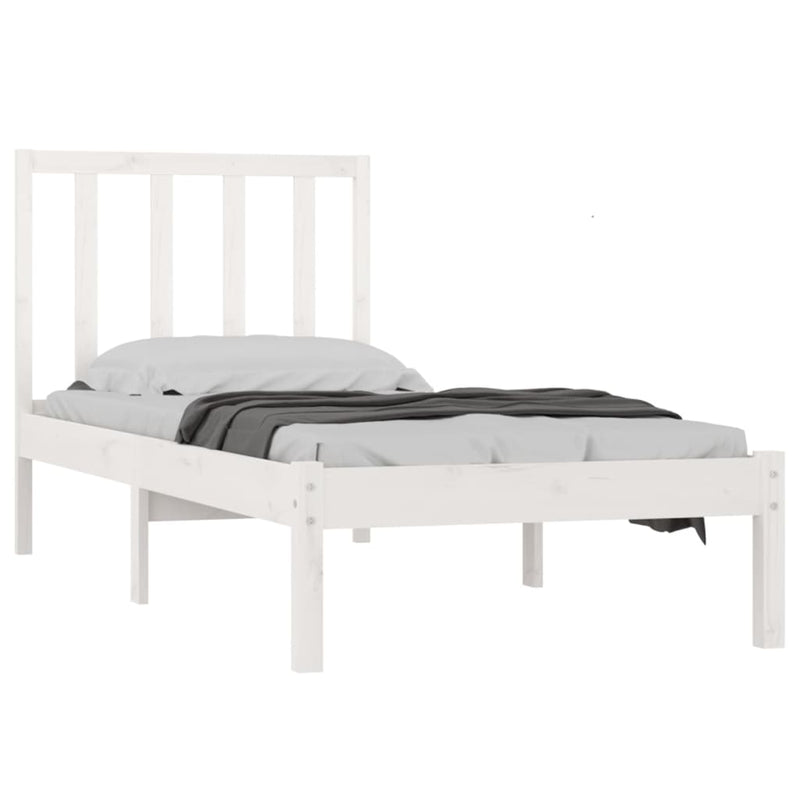 Bed Frame White Solid Wood Pine 90x190 cm 3FT Single Payday Deals