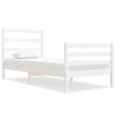 Bed Frame White Solid Wood Pine 92x187 cm Single Bed Size Payday Deals