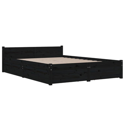 Bed Frame with Drawers Black 153x203 cm Queen Size Payday Deals