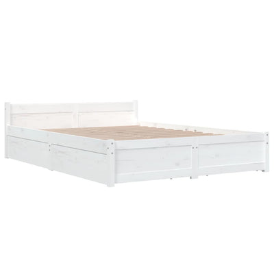 Bed Frame with Drawers White 153x203 cm Queen Size Payday Deals