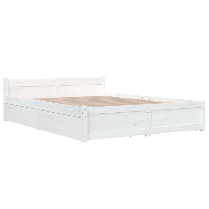 Bed Frame with Drawers White 153x203 cm Queen Size Payday Deals