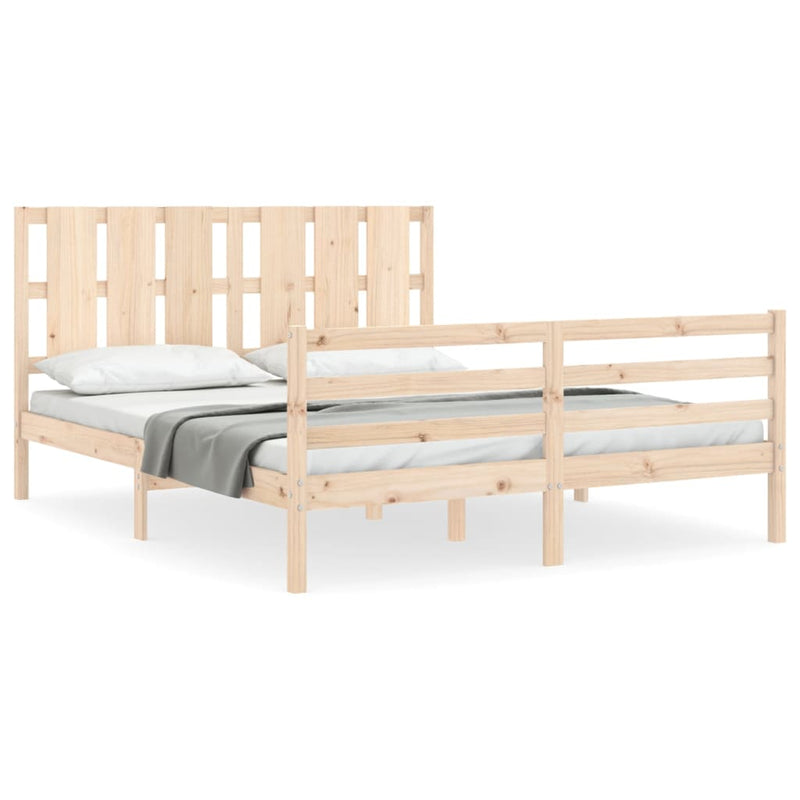 Bed Frame with Headboard 153x203 cm Queen Solid Wood Payday Deals