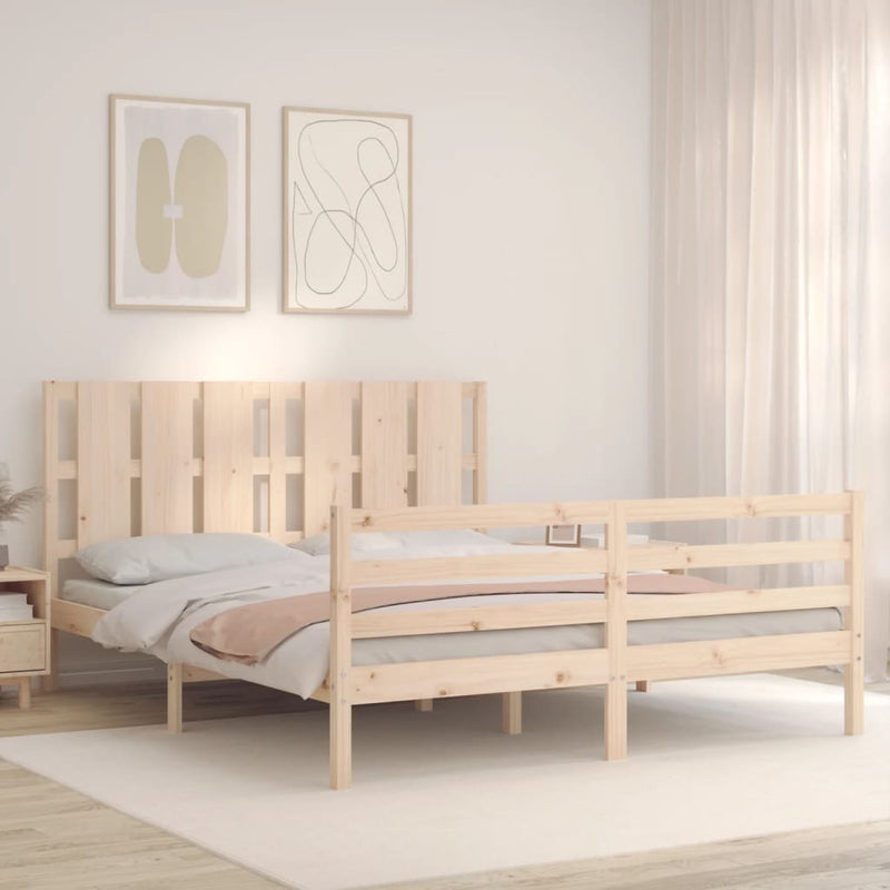 Bed Frame with Headboard 153x203 cm Queen Solid Wood Payday Deals