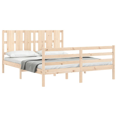 Bed Frame with Headboard 153x203 cm Queen Solid Wood Payday Deals