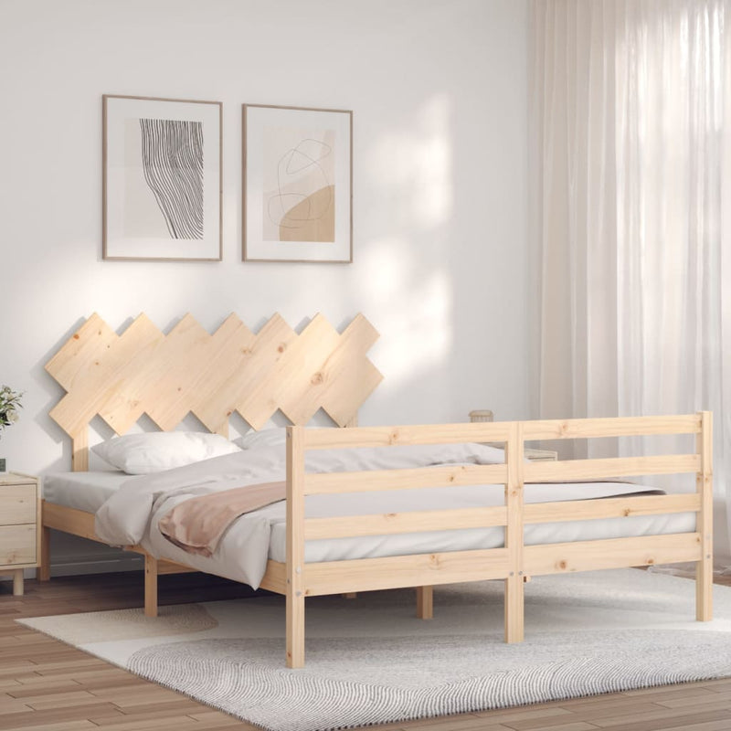 Bed Frame with Headboard 153x203 cm Queen Solid Wood Payday Deals