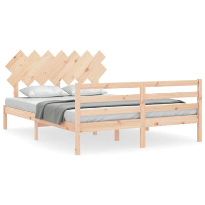 Bed Frame with Headboard 153x203 cm Queen Solid Wood Payday Deals