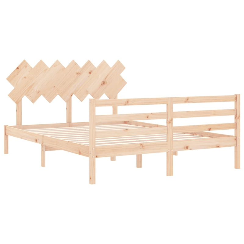 Bed Frame with Headboard 153x203 cm Queen Solid Wood Payday Deals