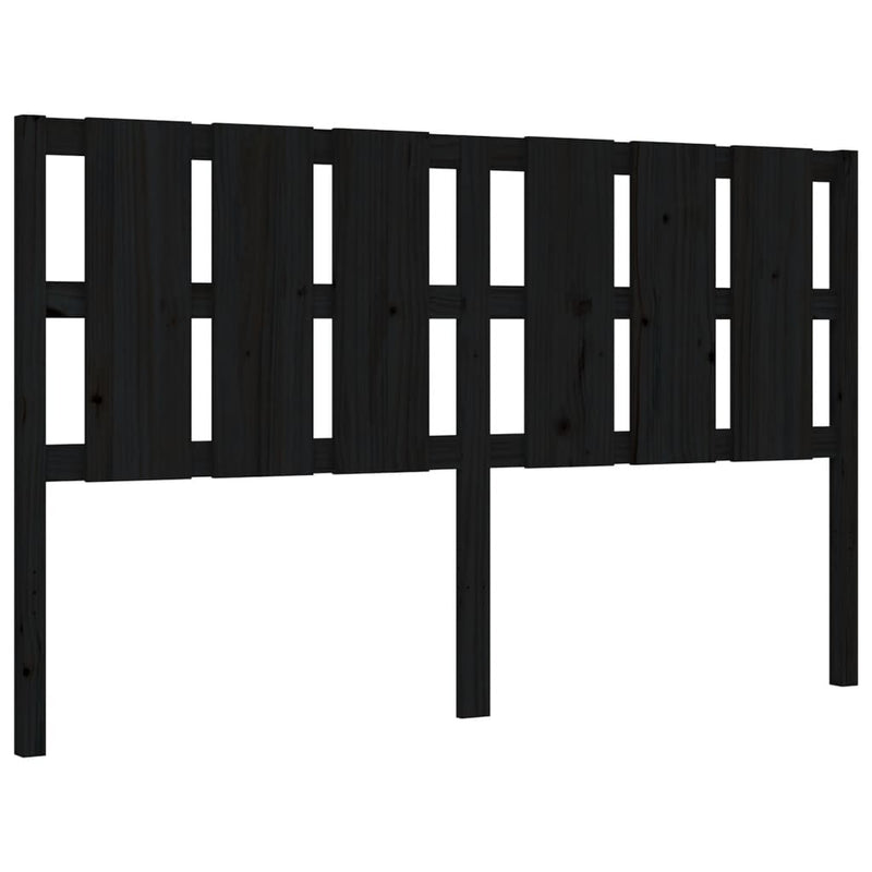 Bed Frame with Headboard Black 153x203 cm Queen Solid Wood Payday Deals