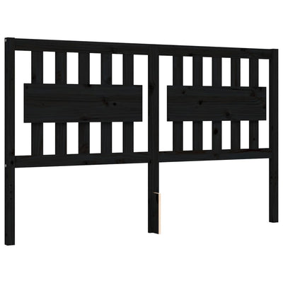 Bed Frame with Headboard Black 153x203 cm Queen Solid Wood Payday Deals