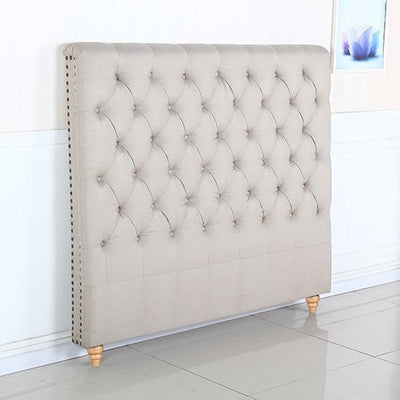 Bed Head King Size French Provincial Headboard Upholsterd Fabric Beige Payday Deals