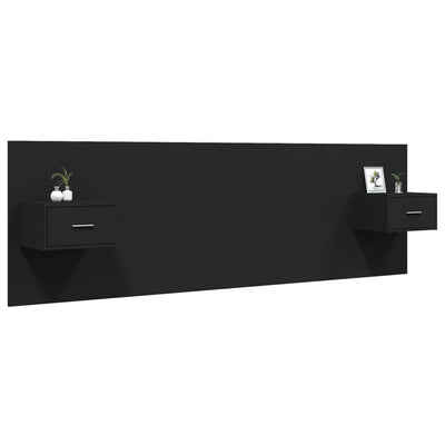 Bed Headboard with Cabinets Black Engineered Wood Payday Deals