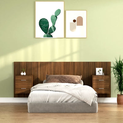 Bed Headboard with Cabinets Brown Oak Engineered Wood