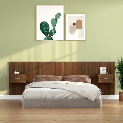 Bed Headboard with Cabinets Brown Oak Engineered Wood