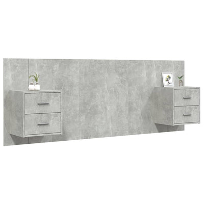 Bed Headboard with Cabinets Concrete Grey Engineered Wood Payday Deals