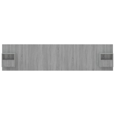 Bed Headboard with Cabinets Grey Sonoma Engineered Wood Payday Deals
