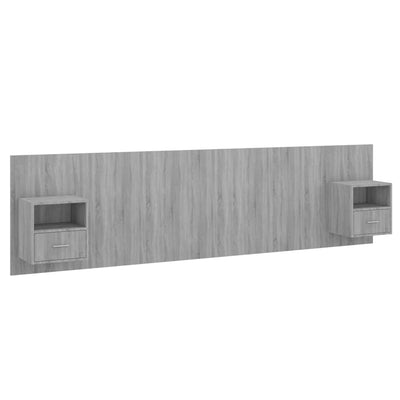 Bed Headboard with Cabinets Grey Sonoma Engineered Wood Payday Deals