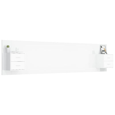 Bed Headboard with Cabinets High Gloss White Engineered Wood Payday Deals