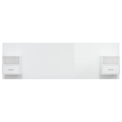 Bed Headboard with Cabinets High Gloss White Engineered Wood Payday Deals