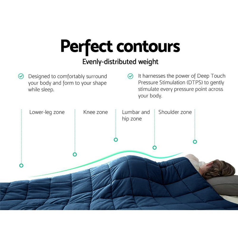 Bedding 2.3kg Cotton Weighted Blanket Deep Relax Gravity Size Navy