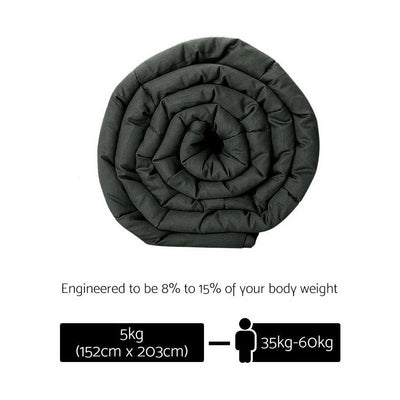 Giselle Bedding 5KG Cotton Weighted Blanket Heavy Gravity Sleep Adult Black
