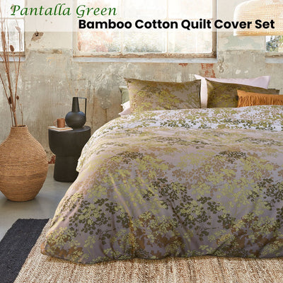 Bedding House Pantalla Green Bamboo Cotton Quilt Cover Set King Payday Deals