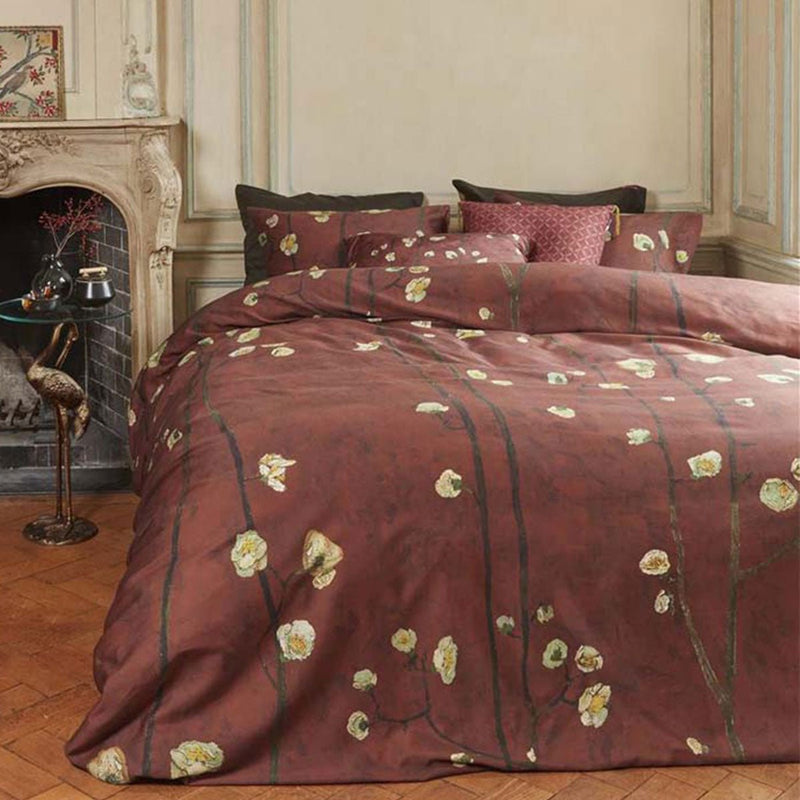 Bedding House Van Gogh Plum Blossoms Red Cotton Sateen Quilt Cover Set King Payday Deals