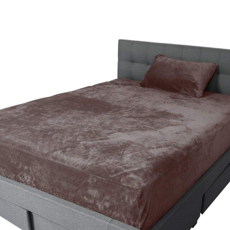 Bedding Set Ultrasoft Fitted Bed Sheet with Pillowcases Mink King Single Payday Deals