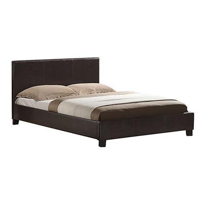 Double Size Leatheratte Bed Frame in Brown Colour with Metal Joint Slat Base