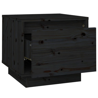 Bedside Cabinet Black 35x34x32 cm Solid Wood Pine Payday Deals