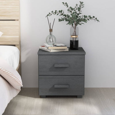 Bedside Cabinet Dark Grey 40x35x44.5 cm Solid Wood Pine