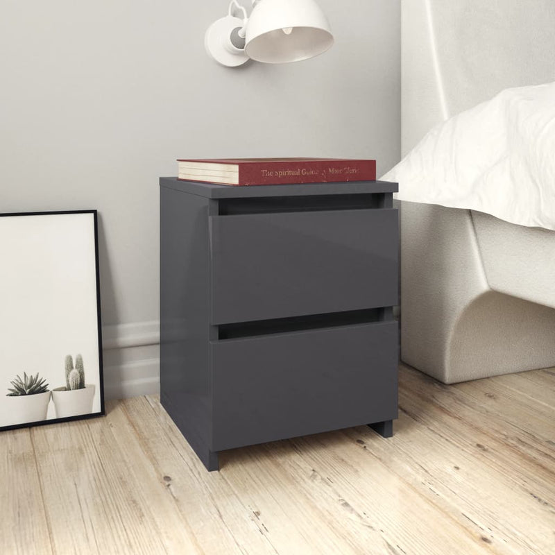 Bedside Cabinet High Gloss Grey 30x30x40 cm Chipboard Payday Deals