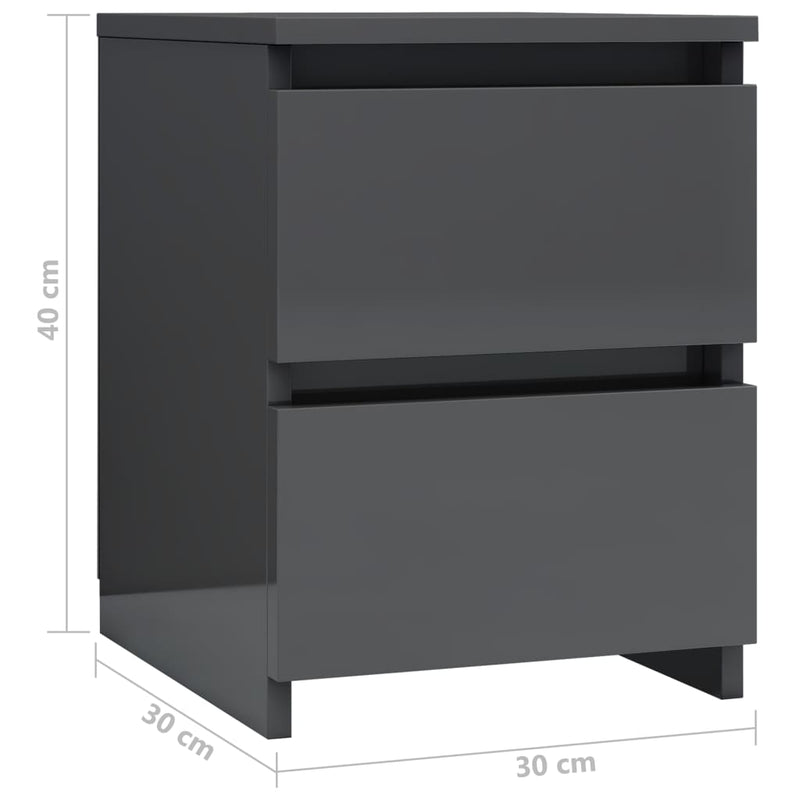 Bedside Cabinet High Gloss Grey 30x30x40 cm Chipboard Payday Deals