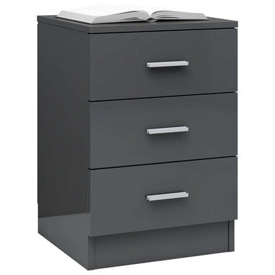 Bedside Cabinet High Gloss Grey 38x35x56 cm Chipboard Payday Deals