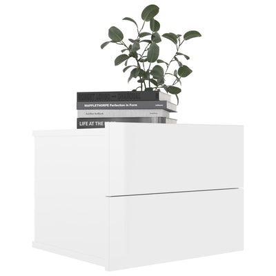 Bedside Cabinet High Gloss White 40x30x30 cm Chipboard Payday Deals