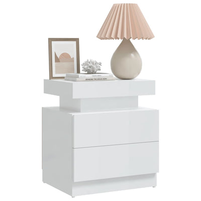 Bedside Cabinet High Gloss White 45x35x52 cm Engineered Wood Payday Deals