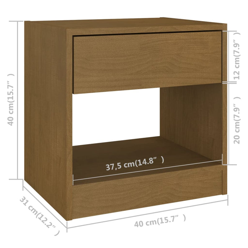 Bedside Cabinet Honey Brown 40x31x40 cm Solid Pinewood Payday Deals