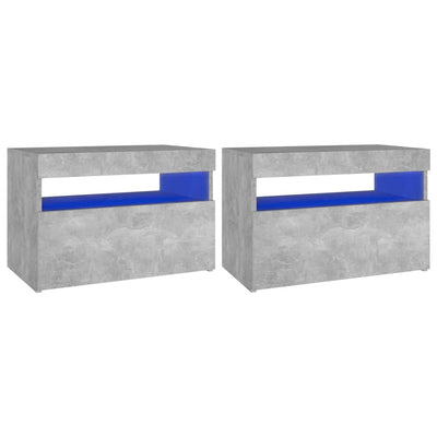 Bedside Cabinet & LED Lights 2 pcs Concrete Grey 60x35x40 cm Payday Deals