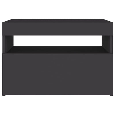 Bedside Cabinet & LED Lights 2 pcs Grey 60x35x40 cm Engineered Wood Payday Deals