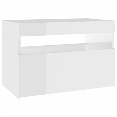 Bedside Cabinet & LED Lights 2 pcs High Gloss White 60x35x40 cm Payday Deals