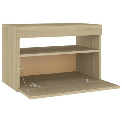 Bedside Cabinet & LED Lights Sonoma Oak 60x35x40 cm Engineered Wood Payday Deals