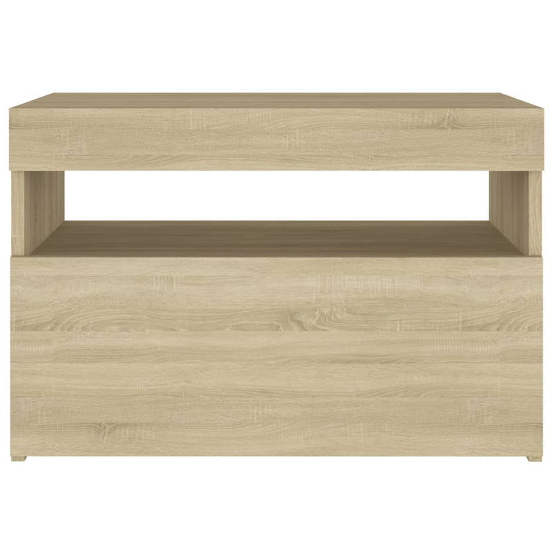 Bedside Cabinet & LED Lights Sonoma Oak 60x35x40 cm Engineered Wood Payday Deals