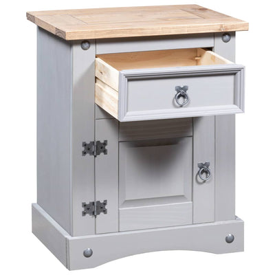 Bedside Cabinet Mexican Pine Corona Range Grey 53x39x67 cm Payday Deals