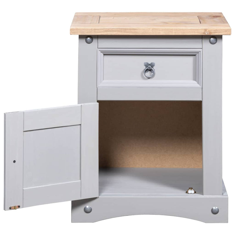 Bedside Cabinet Mexican Pine Corona Range Grey 53x39x67 cm Payday Deals