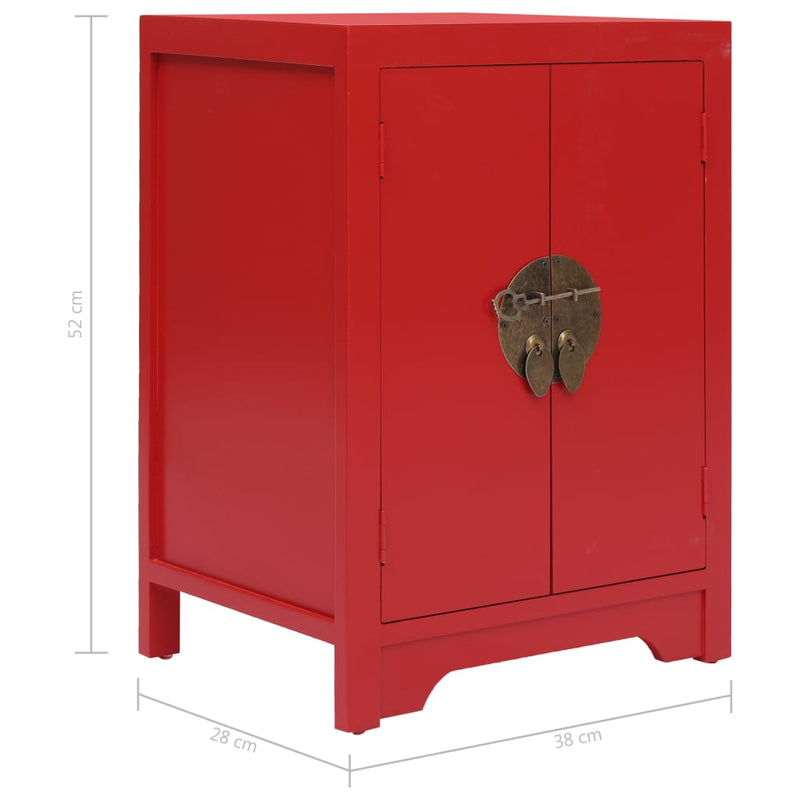 Bedside Cabinet Red 38x28x52 cm Paulownia Wood Payday Deals