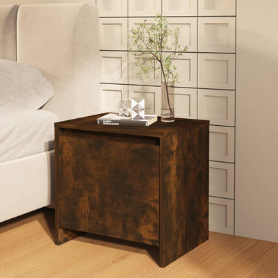 Bedside Cabinet Smoked Oak 45x34x44.5 cm Chipboard