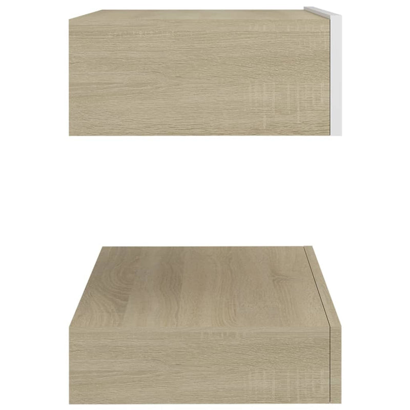 Bedside Cabinet White and Sonoma Oak 60x35 cm Engineered Wood Payday Deals