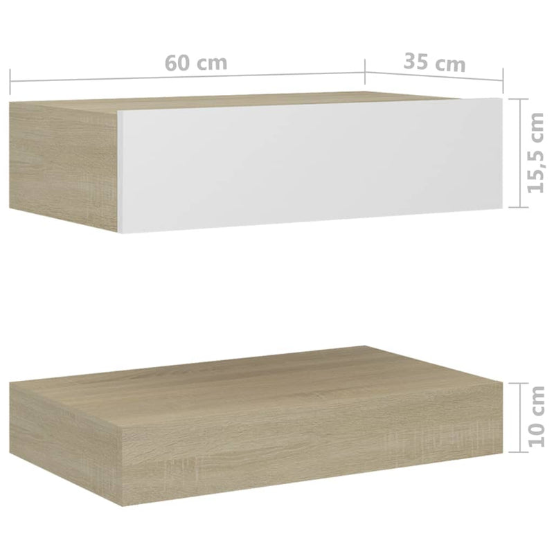 Bedside Cabinet White and Sonoma Oak 60x35 cm Engineered Wood Payday Deals